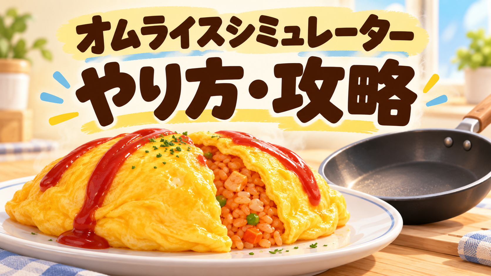 ふわとろオムライスとフライパンを描いた、オムライスシミュレーターのやり方・攻略のオリジナルイメージ